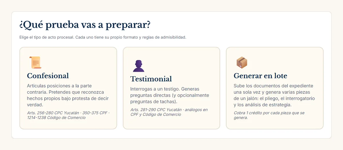 Confesional, testimonial o en lote